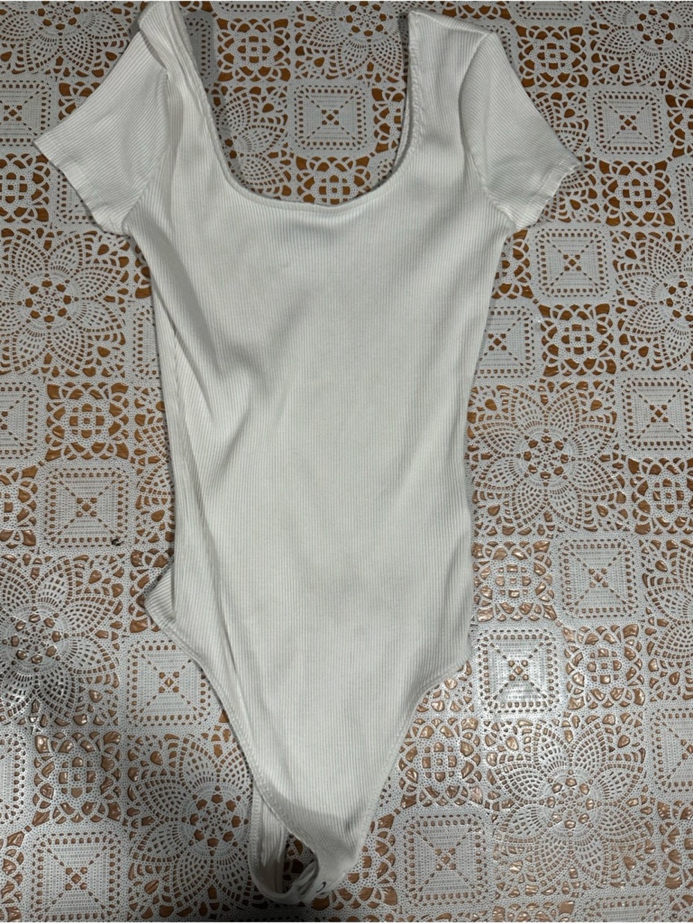 Express White Ribbed One-Piece Bodysuit NWOT
